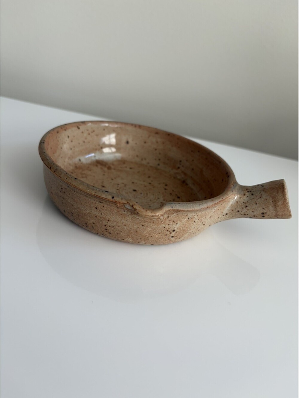 Vintage French Stoneware Pottery Pouring Pan Skillet Pot Handmade